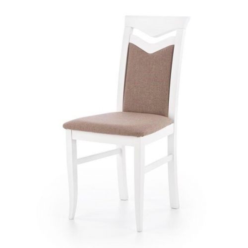 Krzesło Citrone, drewno lite bukowe białe, tkanina Inari 23 beżowa Halmar